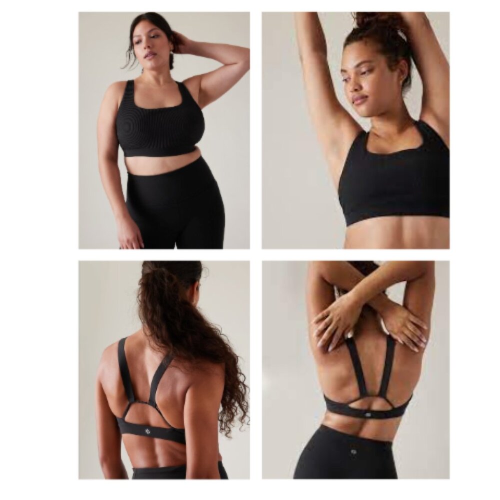 Athleta Exhale Rib Bra – Black (SP, D-DD Cups)